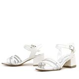 Sedef Rugan Taşlı Kalın Kız Çocuk Abiye Topuklu Ayakkabı