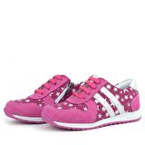 Rakerplus Hakiki Deri Fuşya Yıldız Desenli Kız Çocuk Günlük Spor Ayakkabı