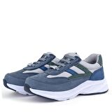 Rakerplus Hakiki Deri Anatomik Mavi Bağcıklı Hafif Çocuk Spor Ayakkabı