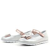 Rakerplus Hakiki Deri Pixel Gümüş Pudra Kız Çocuk Babet Ayakkabı