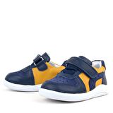 Rakerplus Hakiki Deri Lacivert Sarı Anatomik Bebek Spor Ayakkabı