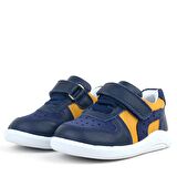 Rakerplus Hakiki Deri Lacivert Sarı Anatomik Bebek Spor Ayakkabı