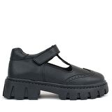 Rakerplus Siyah Mat Cırtlı Kız Çocuk Okul Ayakkabı