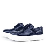 Rakerplus Lacivert Rugan Beyaz Taban Oxford Çocuk Klasik Ayakkabı