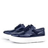 Rakerplus Lacivert Rugan Beyaz Taban Oxford Çocuk Klasik Ayakkabı