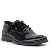 Rakerplus Smokin Siyah Rugan Desenli Bağcıklı Çocuk Klasik Ayakkabısı