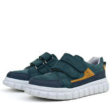 Rakerplus Hakiki Deri Koyu Yeşil Cırtlı Günlük Spor Çocuk Okul Ayakkabı