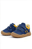 Rakerplus Schaggy Hakiki Deri Lacivert Sarı Bebek Spor Ayakkabı