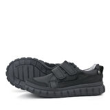 Rakerplus Hakiki Deri Siyah Cırtlı Günlük Spor Çocuk Okul Ayakkabı