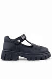 Rakerplus Siyah Mat Cırtlı Toka Detaylı Kız Çocuk Okul Ayakkabı