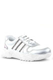 Rakerplus Hakiki Deri Gümüş Pembe Parlak Taşlı Kız Çocuk Sneakers Ayakkabı