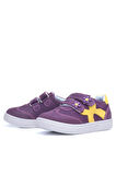 Rakerplus Hakiki Deri Mor Sarı Cırtlı Çiçek Detaylı Kız Çocuk Günlük Ayakkabı