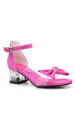 Jessie Fuşya Saten Kurdeleli Kız Çocuk Topuklu Ayakkabı