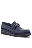 Rakerplus Hakiki Deri Lacivert Rugan Tokalı Loafer Çocuk Klasik Ayakkabı