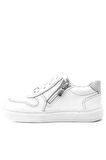 Rakerplus Hakiki Deri Beyaz Bağcıklı Fermuarlı Çocuk Sneaker Ayakkabı