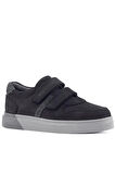Rakerplus Hakiki Deri Siyah Nubuk Gri Cırtlı Erkek Çocuk Sneaker