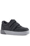 Rakerplus Hakiki Deri Siyah Cilt Gri Tabanlı Cırtlı Erkek Çocuk Sneaker