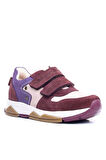 Rakerplus Hakiki Deri Bordo Pembe Metal Detaylı Kız Çocuk Sneakers Ayakkabı