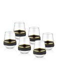 The Mia GLW0003 Glow Kısa Su Bardağı 6 Lı Siyah Gold Set