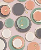 The Mia Basic Servis Tabağı 6 Lı Set Somon Pembe - 26cm