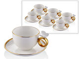 LAMEDORE BUTTERFLY WHİTE GOLD 6 PCS COFFEE CUPS SET