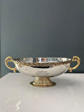 LAMEDORE BLACK PEARL HALAT DESENLİ KULPLU DEKORATİF KÜÇÜK KASE 35X17X15 CM