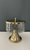LAMEDORE AYAKLI VE KAPAKLI ORTA BOY KAVANOZ GOLD 18,5X18,5X20,5 CM