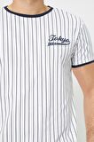 Erkek Lacivert Yazili Baskili T-Shirt 0YAM14148OK