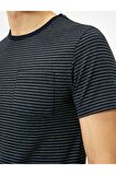 Erkek Siyah Cep Detayli T-Shirt 0YAM12068LK