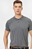 Erkek Lacivert Süs Etiket Detayli Slim Fit Polo Yaka T-shirt