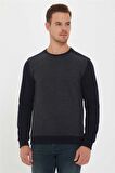 Newdiagonal Erkek Bisiklet Yaka Sweatshirt Lacivert