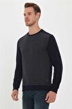 Newdiagonal Erkek Bisiklet Yaka Sweatshirt Lacivert