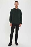 Newblend Erkek Polo Yaka Sweatshirt Koyu Yeşil