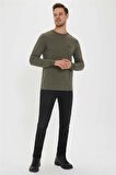 Tripp Erkek Bisiklet Yaka Sweatshirt Koyu Haki