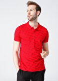 Lee Cooper Polo Kırmızı logo Desenli Kısa Kollu Erkek T-shirt