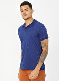 Lee Cooper 242070 İndigo Çapa Desenli Erkek Polo T-Shirt