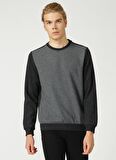 Lee Cooper Bisiklet Yaka Desenli Pamuklu Gri Erkek Sweatshirt