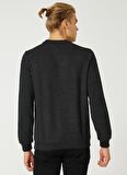 Lee Cooper Bisiklet Yaka Desenli Pamuklu Gri Erkek Sweatshirt