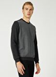 Lee Cooper Bisiklet Yaka Desenli Pamuklu Gri Erkek Sweatshirt