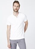 Lee Cooper Polo Yaka Kısa Kol Dar KalıpDesenli Mixed Beyaz Erkek T-Shirt