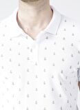 Lee Cooper Polo Yaka Kısa Kol Dar KalıpDesenli Pine Beyaz Erkek T-Shirt
