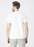 Lee Cooper Polo Yaka Kısa Kol Dar KalıpDesenli Pine Beyaz Erkek T-Shirt