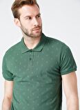 Lee Cooper Polo Yaka Kısa Kol Dar KalıpDesenli Pine Yeşil Erkek T-Shirt