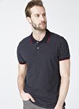 Lee Cooper Polo Yaka Kısa Kol Dar KalıpDesenli Andy Lacivert Erkek T-Shirt