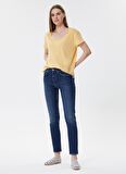 Lee Cooper Yüksek Bel Dar Kalıp Düz Mavi Kadın Denim Pantolon - 222 LCF 121008