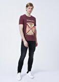 Lee Cooper 222 Lcm 242030 Kenway Bisiklet Yaka Slim Fit Baskılı Mürdüm Erkek T-Shirt