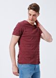 Lee Cooper Bisiklet Yaka Düz Gül Kurusu Erkek T-Shirt 222 LCM 242053 BAINES K. GUL KURUSU