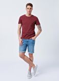 Lee Cooper Bisiklet Yaka Düz Gül Kurusu Erkek T-Shirt 222 LCM 242053 BAINES K. GUL KURUSU