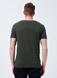 Lee Cooper Bisiklet Yaka Düz Haki Erkek T-Shirt 222 LCM 242053 BAINES HAKI