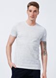 Lee Cooper Bisiklet Yaka Düz Gri Melanj Erkek T-Shirt 222 LCM 242053 BAINES GRI MELANJ